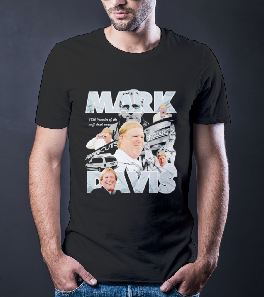 Mark Davis 1986 Inventor Of The Muff Hand Warmer Raiders Monochrome Humor T-Shirt