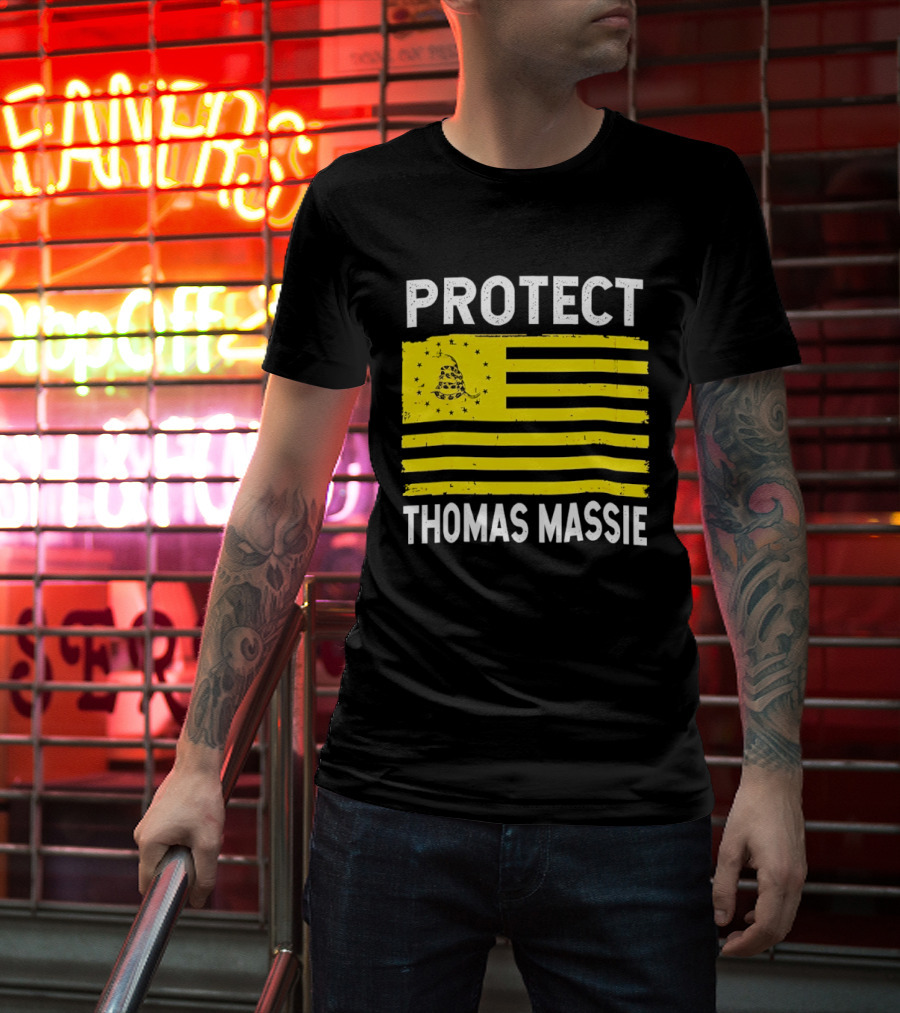 Protect Thomas Massie Gadsden Flag Yellow T-Shirt