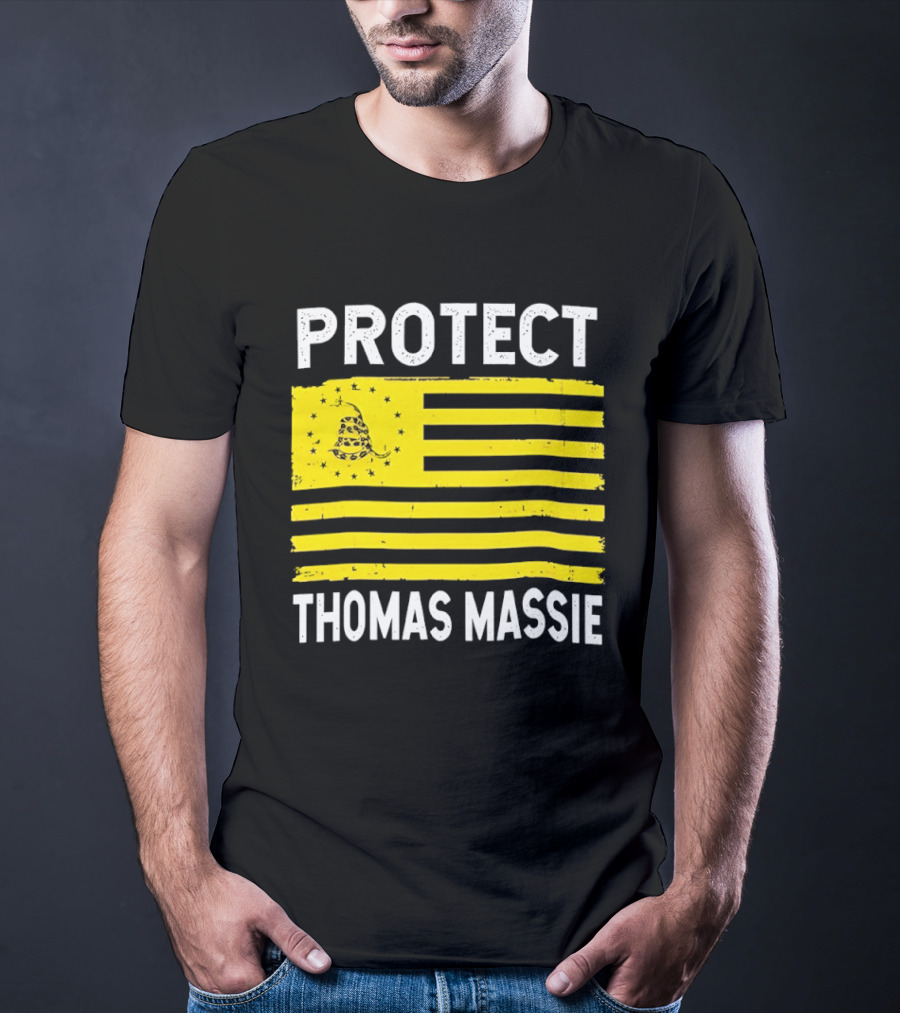 Protect Thomas Massie Gadsden Flag Yellow T-Shirt
