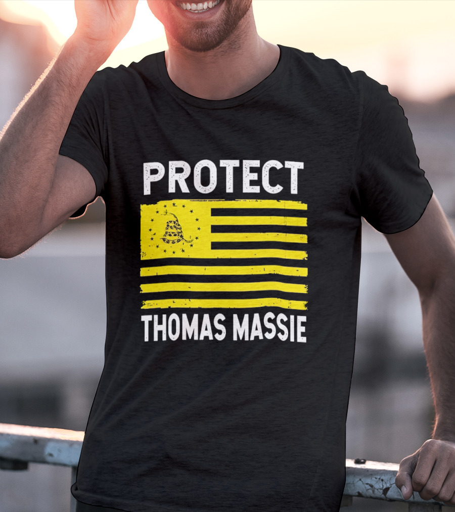 Protect Thomas Massie Gadsden Flag Yellow T-Shirt
