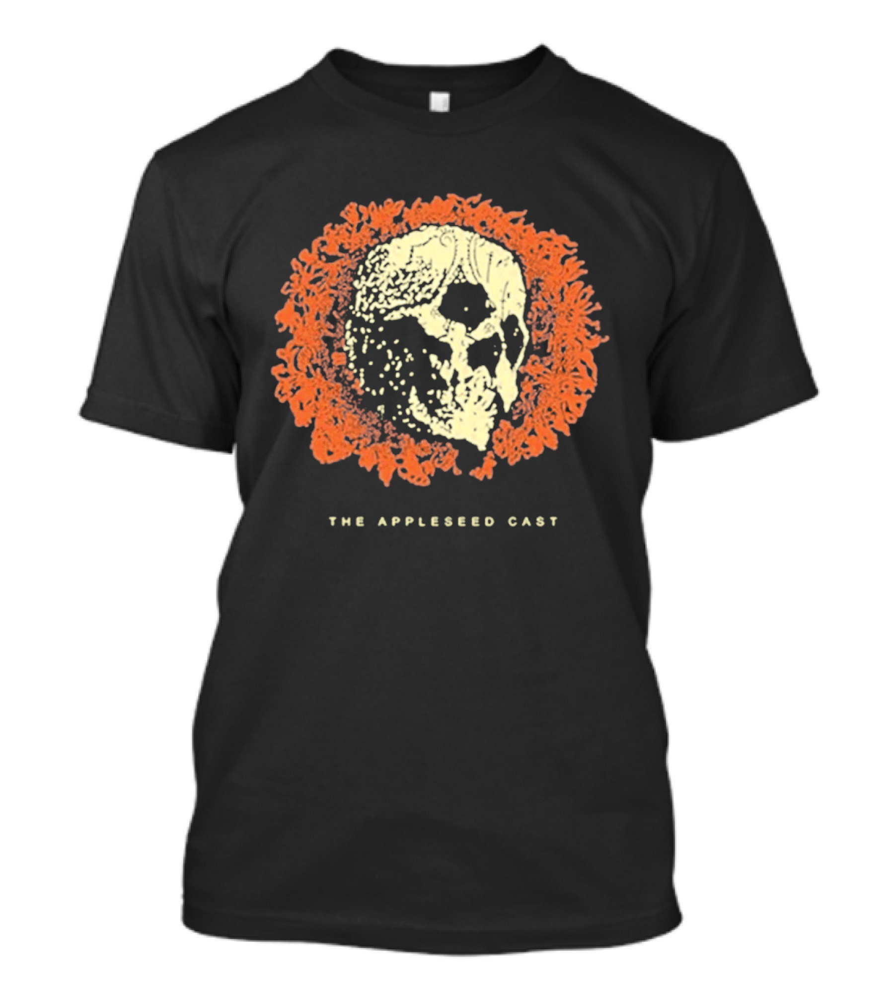 The Appleseed Cast Skull Surrounded By Vibrant Orange Flowers T-Shirt
