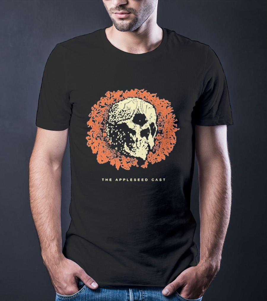 The Appleseed Cast Skull Surrounded By Vibrant Orange Flowers T-Shirt