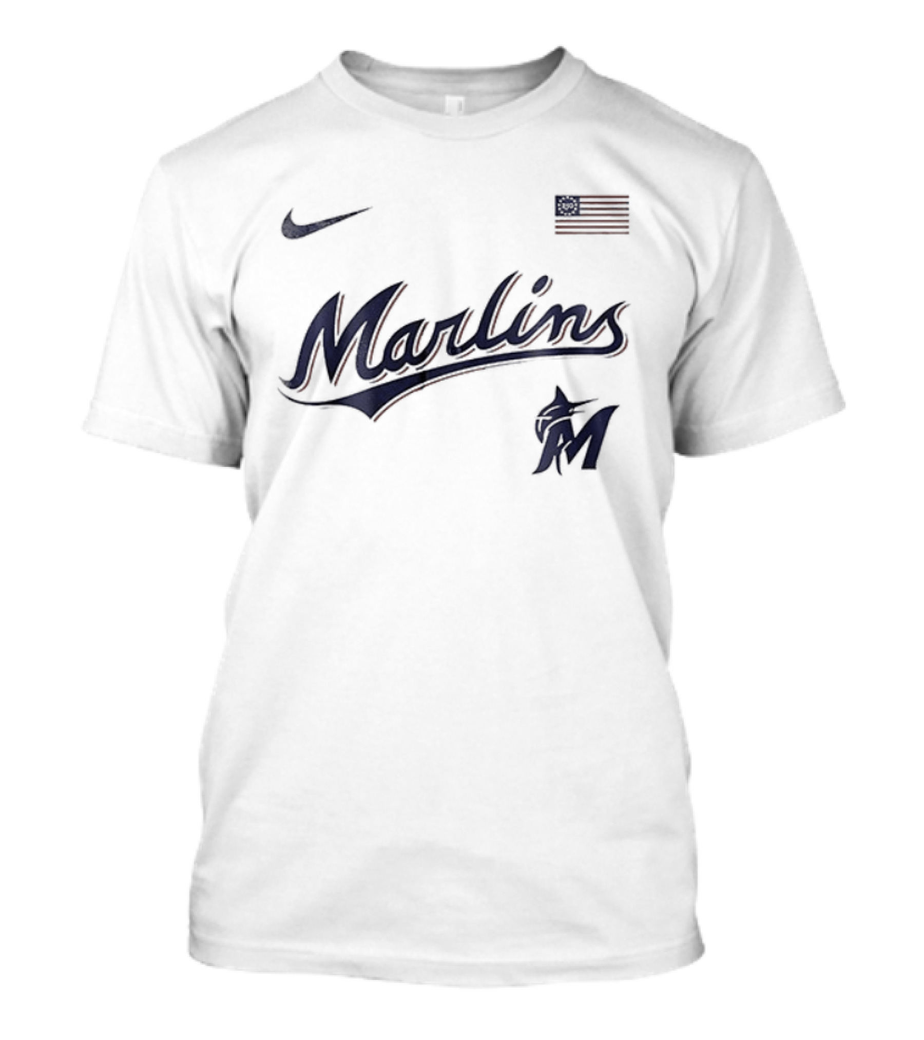 Miami Marlins Nike American Flag 250th Anniversary USA T-Shirt