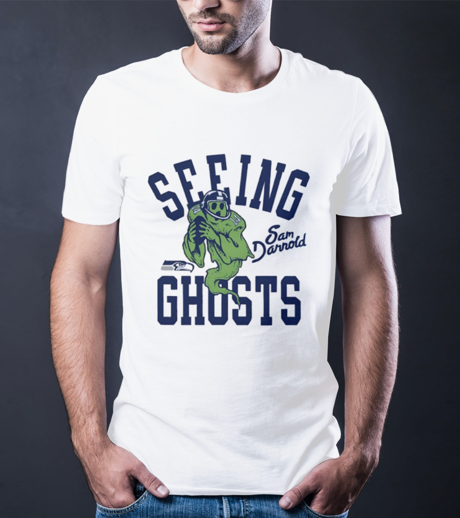Sam Darnold Seeing Ghosts Seattle Seahawks Logo 14 T-Shirt
