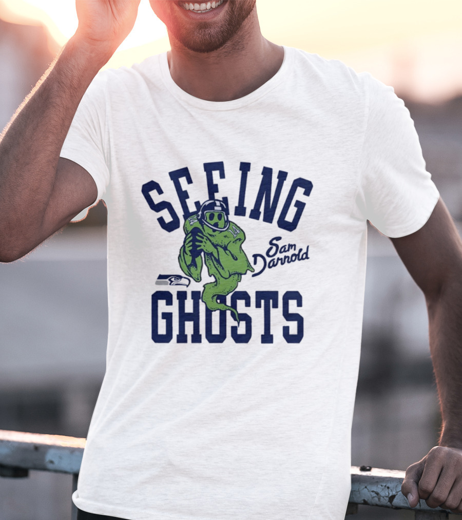 Sam Darnold Seeing Ghosts Seattle Seahawks Logo 14 T-Shirt