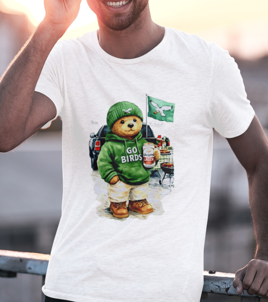 Tailgating Bear Go Birds Eagle Lager Football Fan Party T-Shirt