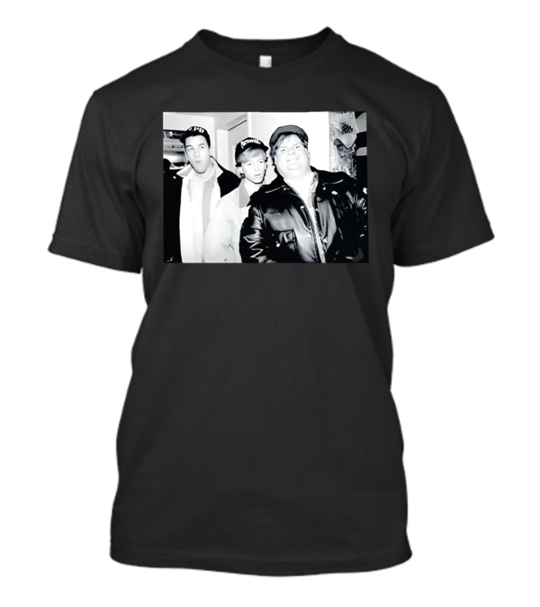 Adam Sandler Chris Farley David Spade NYPD Chicago Black And White Photo T-Shirt