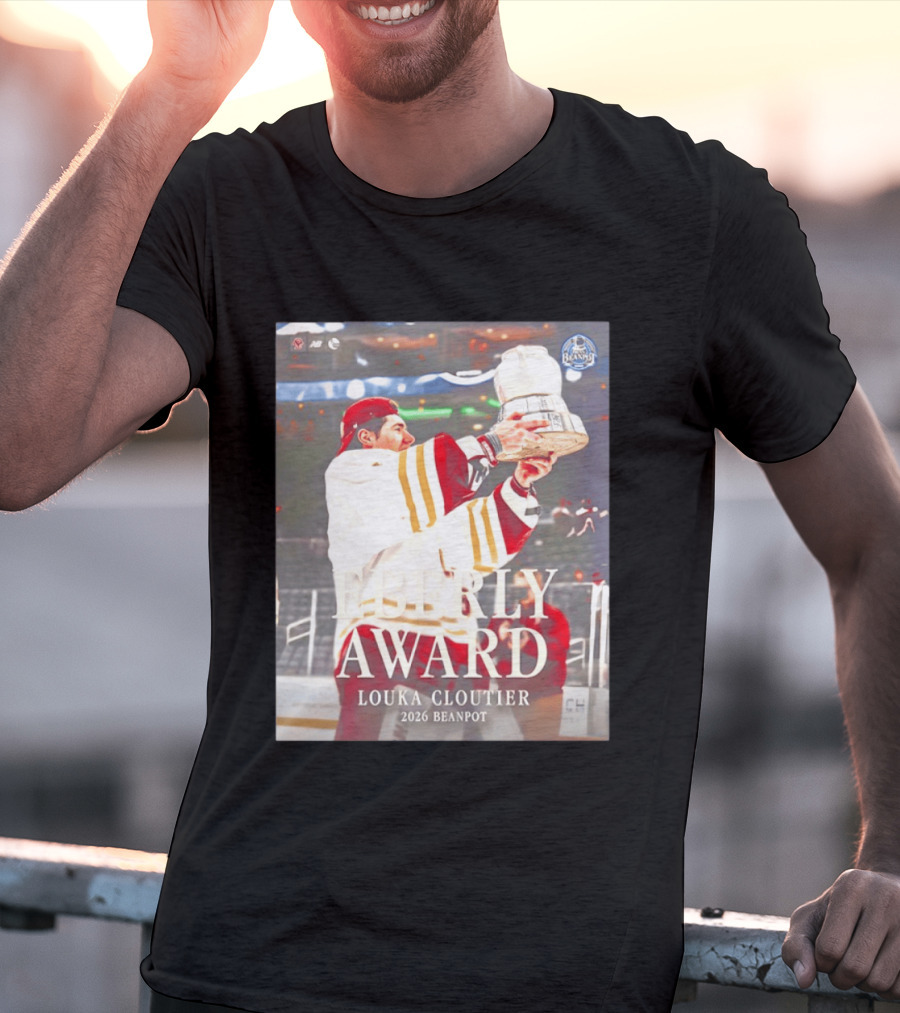 Eberly Award Louka Cloutier 2026 Beanpot Champion Boston College Hockey T-Shirt