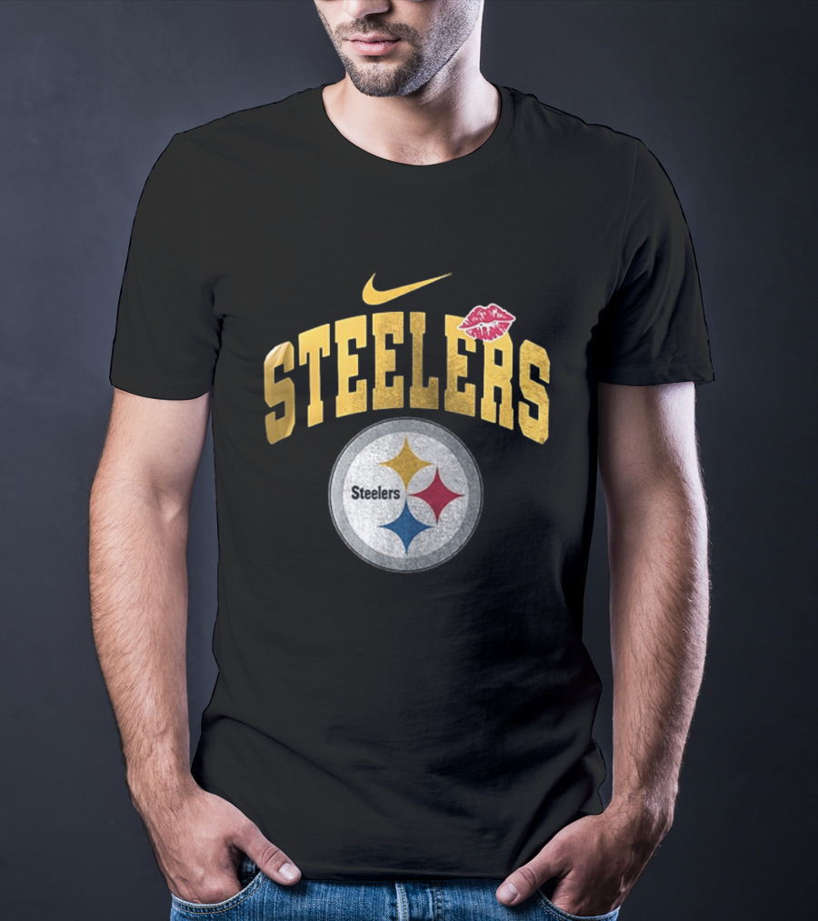 Pittsburgh Steelers Nike Makeup Artist Logo With Lip Print T-Shirt