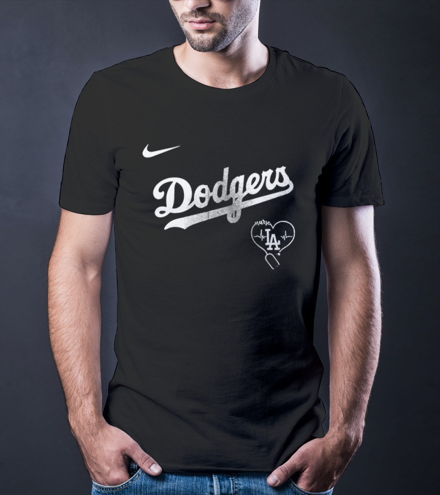 Nike Los Angeles Dodgers Heartbeat LA City Skyline T-Shirt