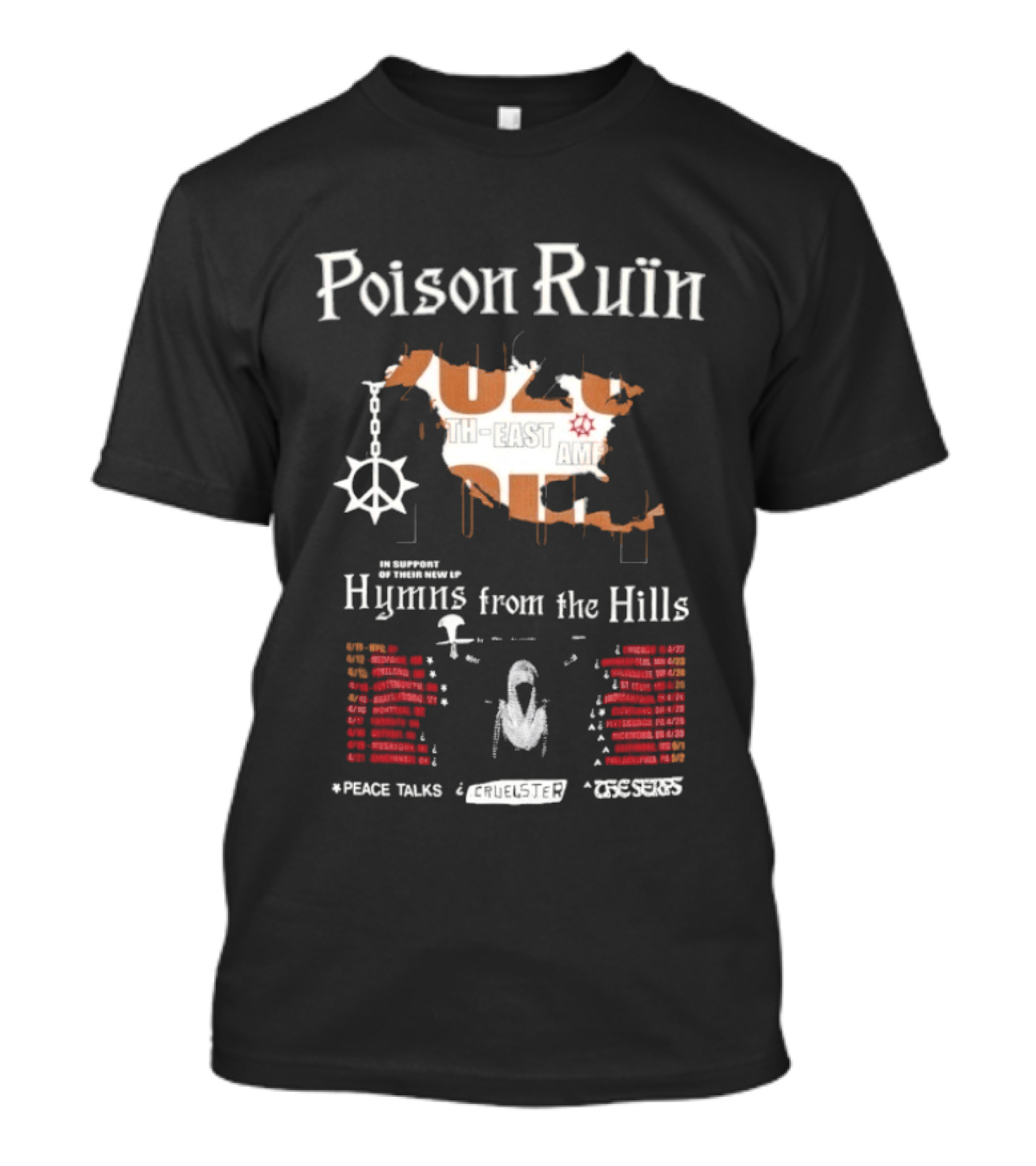 Poison Ruin 2026 Tour Hymns From The Hills North American Peace Talks Concerts T-Shirt