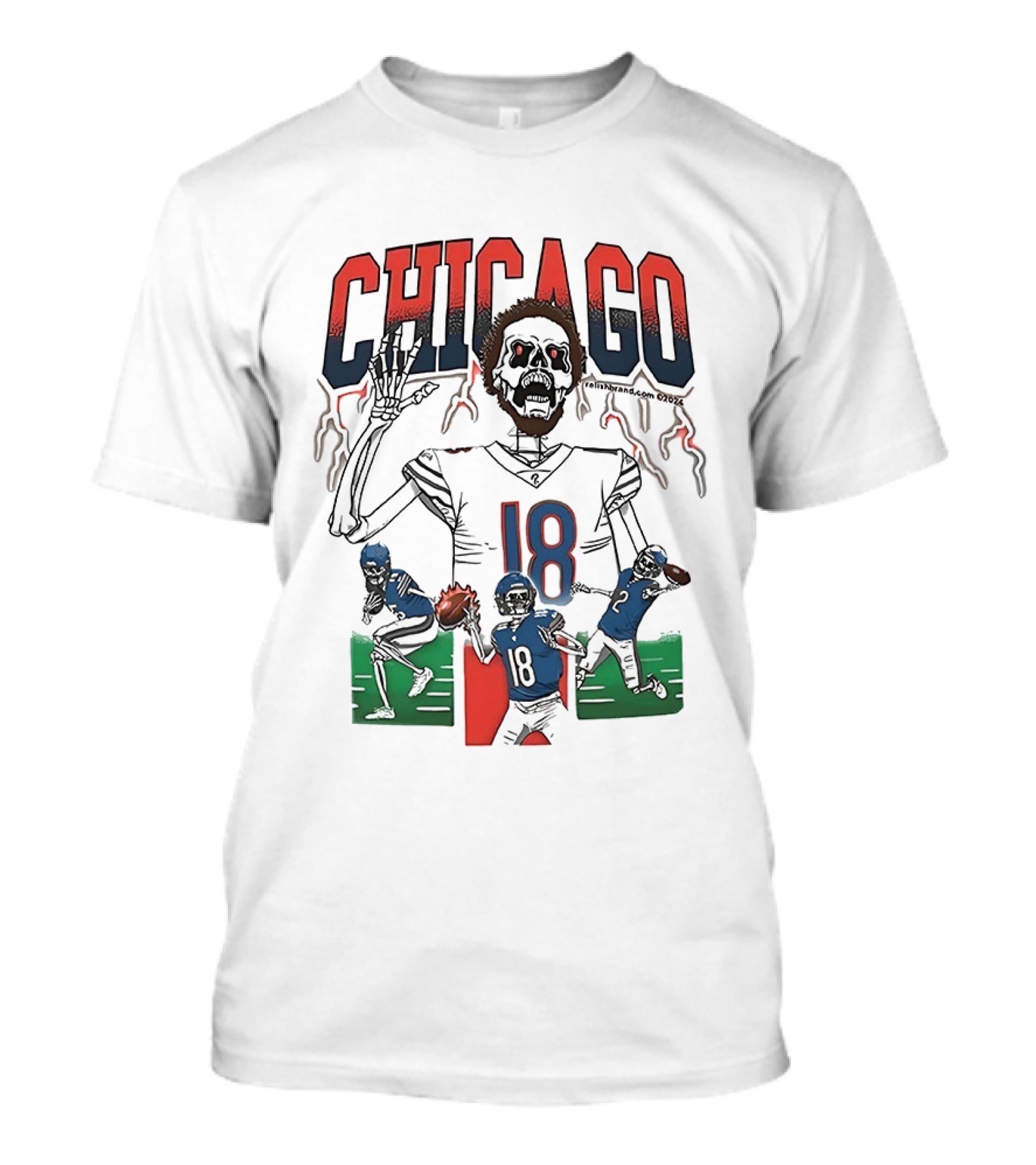 Caleb Williams Chicago 18 The Claw Skeleton Football Monster T-Shirt