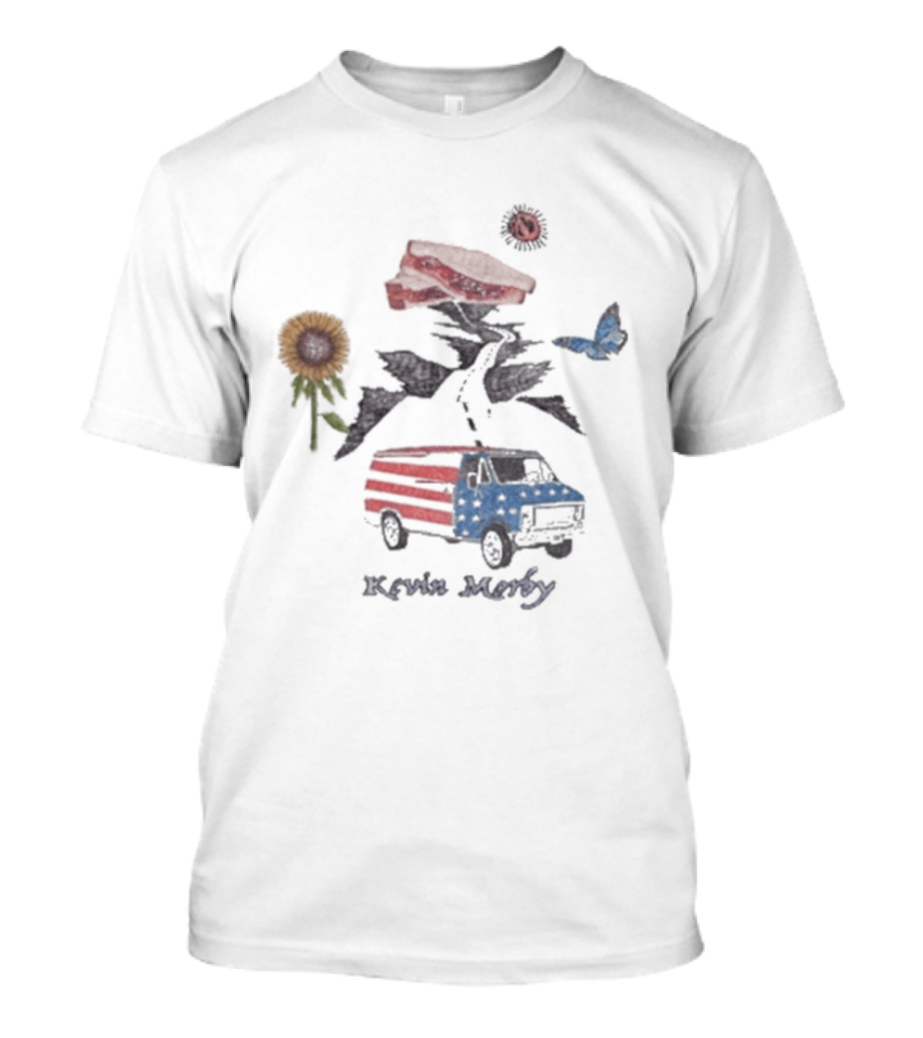 Kevin Morby Hand Drawn Van Flowers Butterfly Sunflower T-Shirt