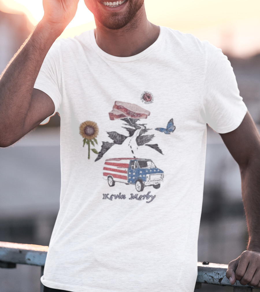 Kevin Morby Hand Drawn Van Flowers Butterfly Sunflower T-Shirt