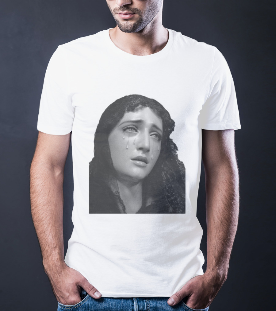 Null Society Virgin Mary Crying Statue Iconic Religious T-Shirt