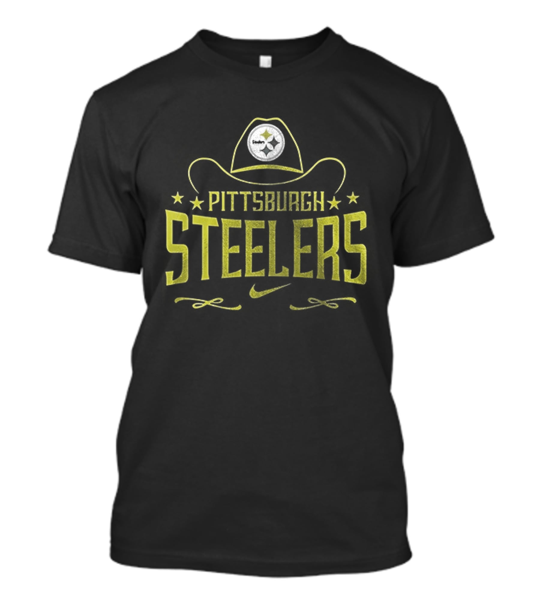 Pittsburgh Steelers Cowboy Hat Icon Yellow T-Shirt