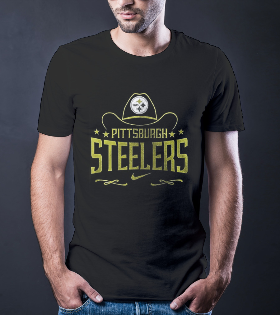 Pittsburgh Steelers Cowboy Hat Icon Yellow T-Shirt