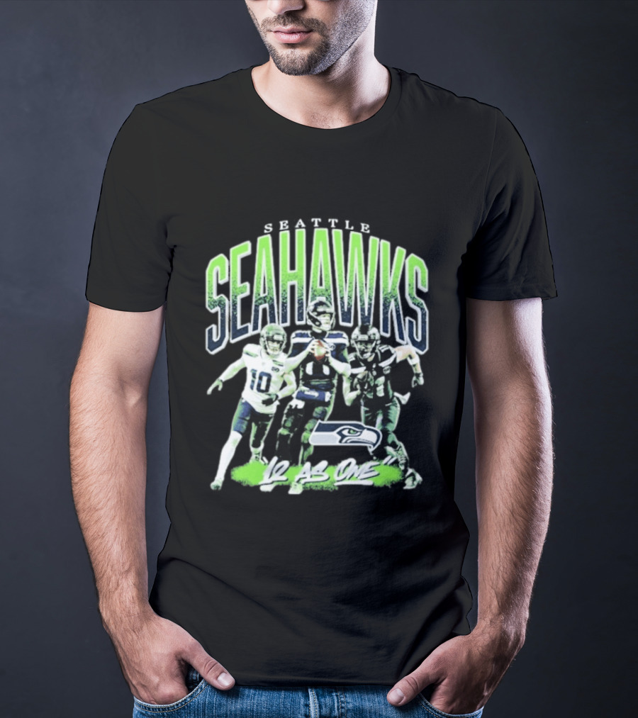 Seattle Seahawks 12 As One Nike Black Loose Crewneck T-Shirt