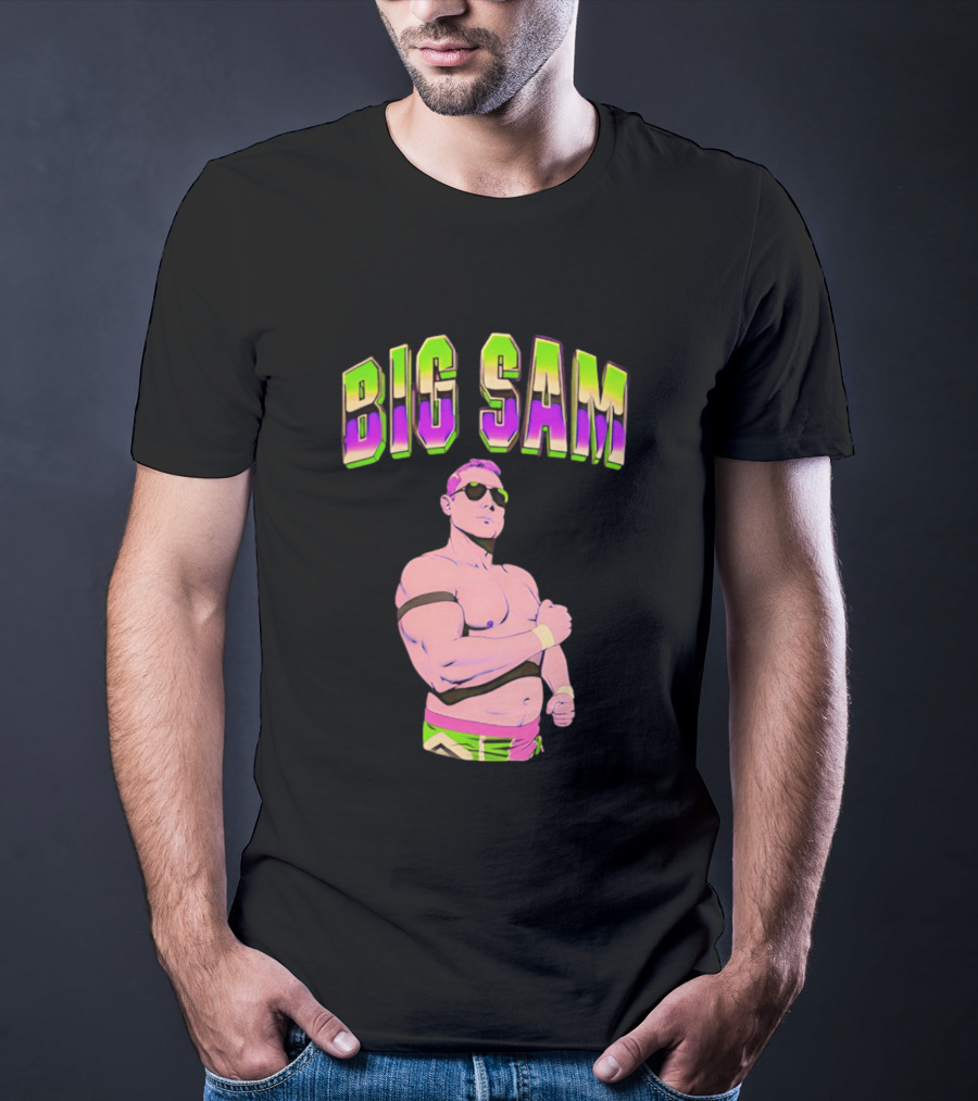 Big Sam Neon Aviators And Attitude Wrestling T-Shirt