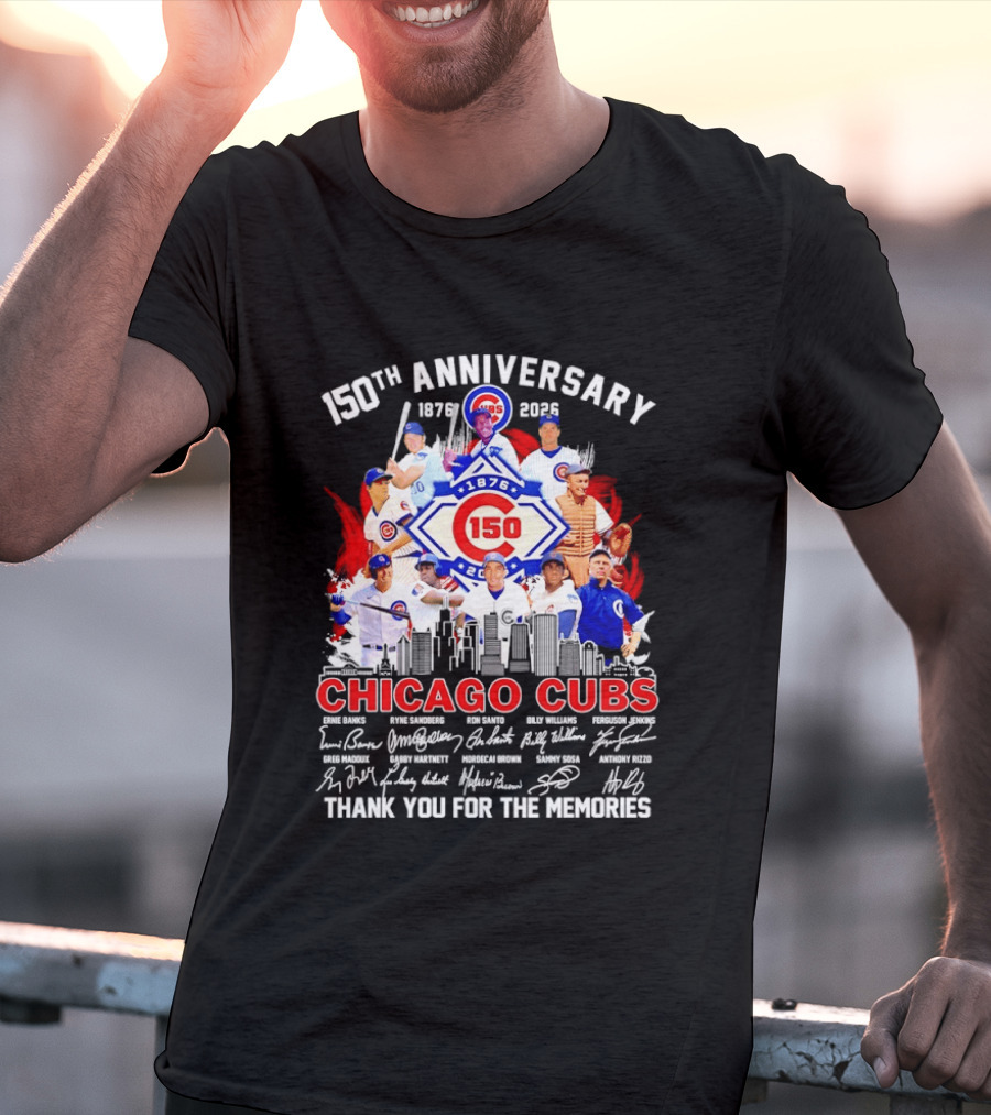 150th Anniversary Chicago Cubs 1876 2026 Skyline Thank You For The Memories T-Shirt