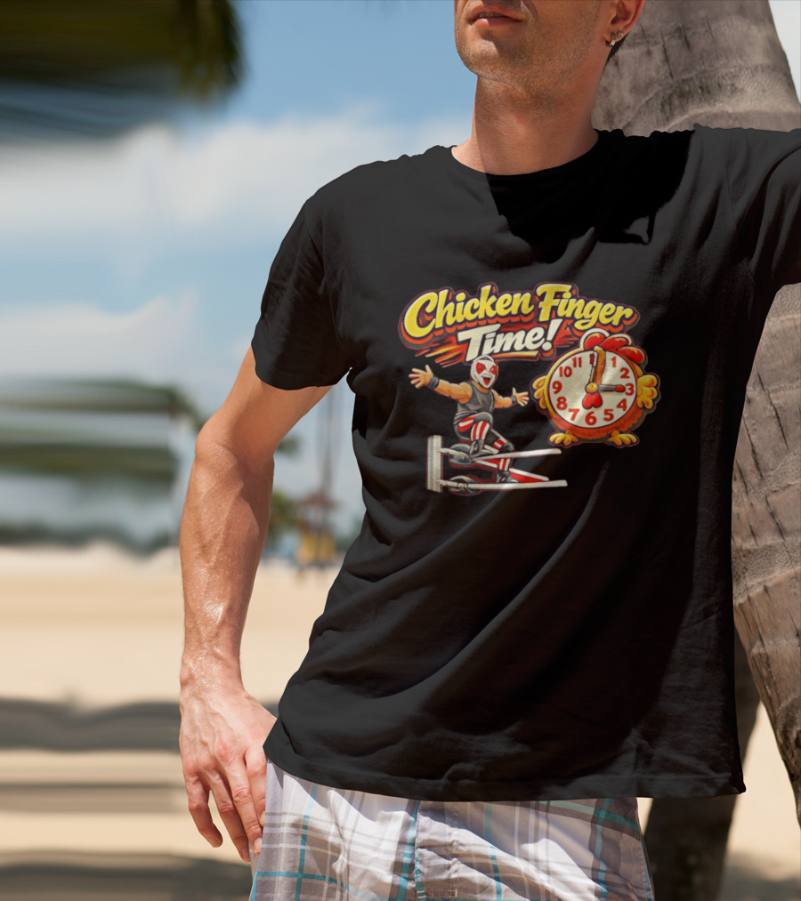 Chicken Finger Time Luchador Cartoon With Chicken T-Shirt