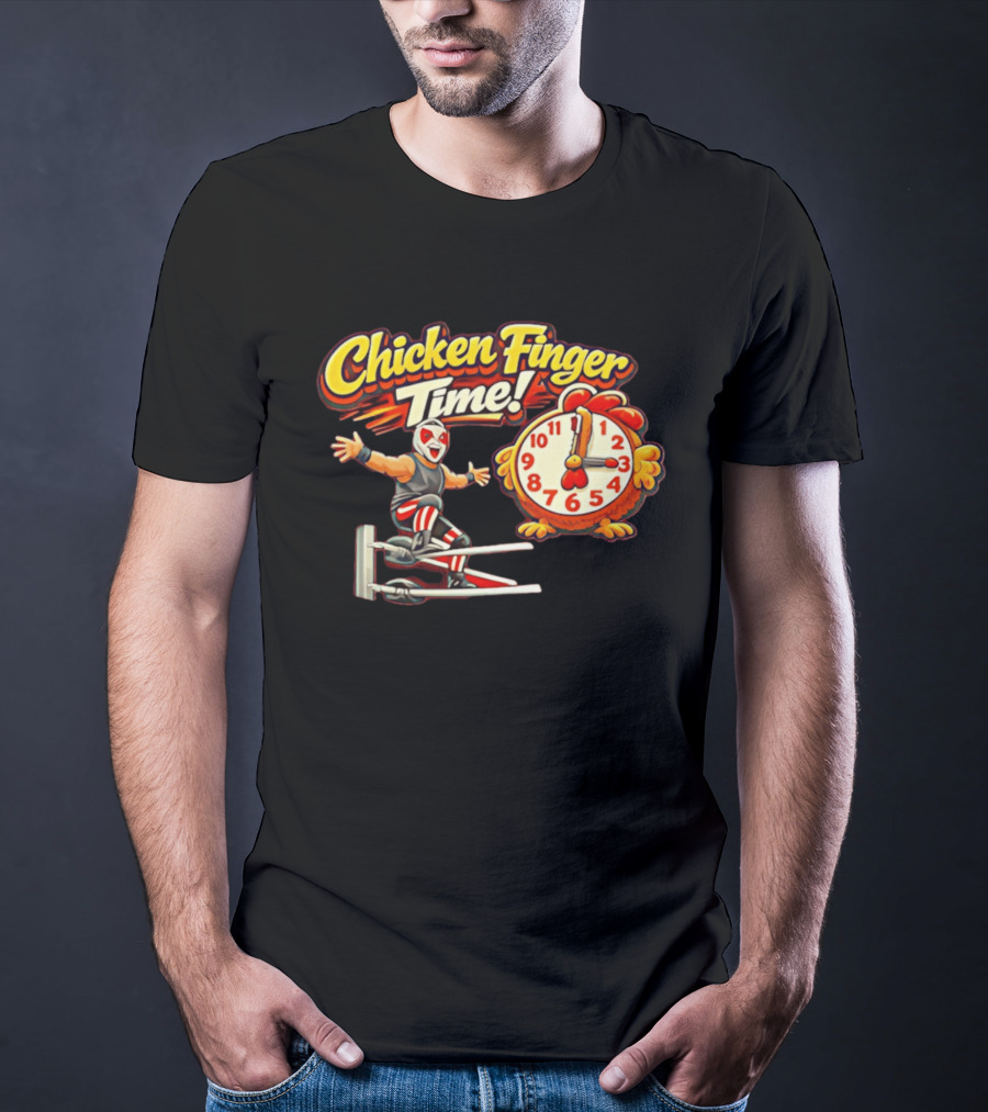 Chicken Finger Time Luchador Cartoon With Chicken T-Shirt
