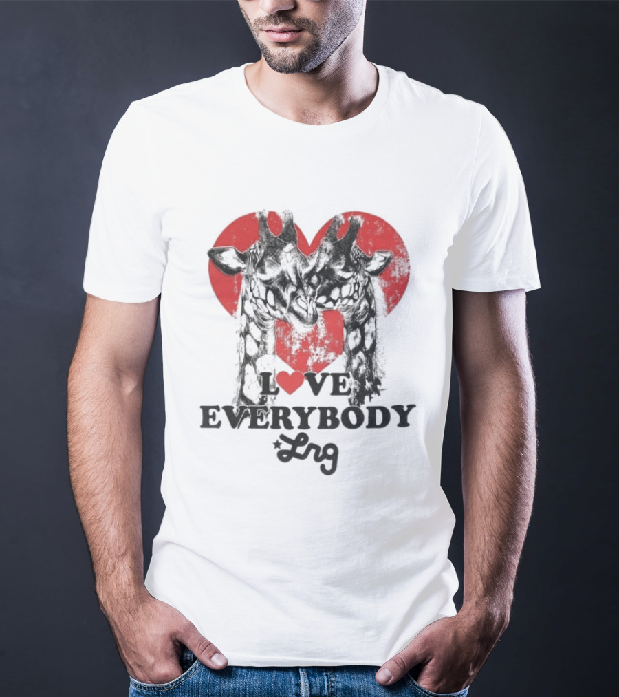 L R G Love Everybody Red Heart Giraffes T-Shirt