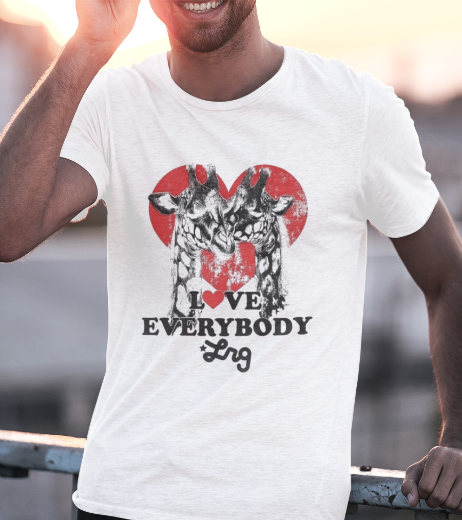 L R G Love Everybody Red Heart Giraffes T-Shirt