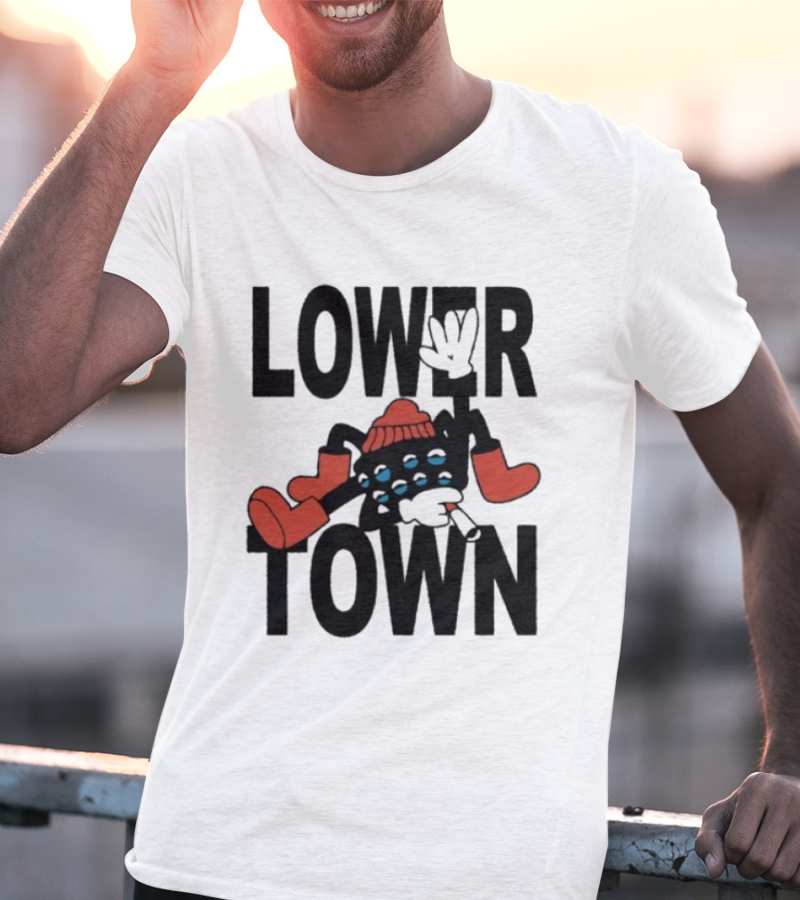 Lowertown Smokey Spider Cartoon Character With Boots And Beanie T-Shirt