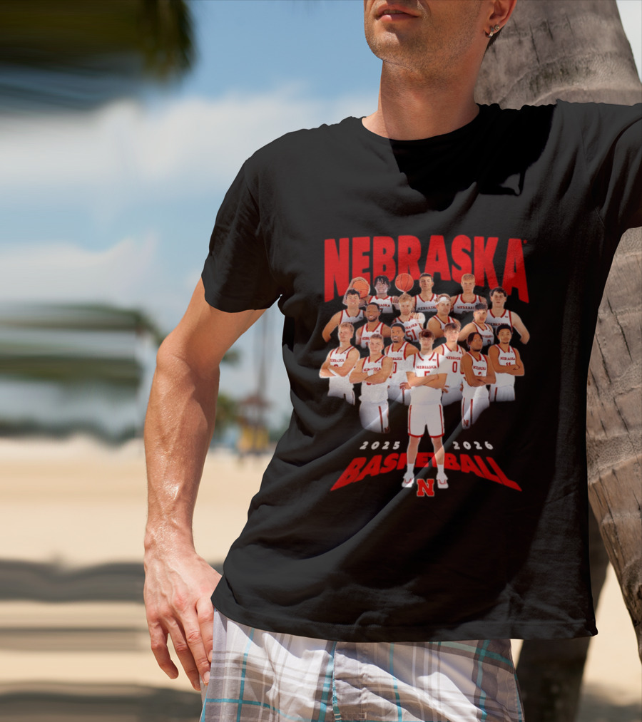 Nebraska 2025 2026 Basketball Team Collage T-Shirt
