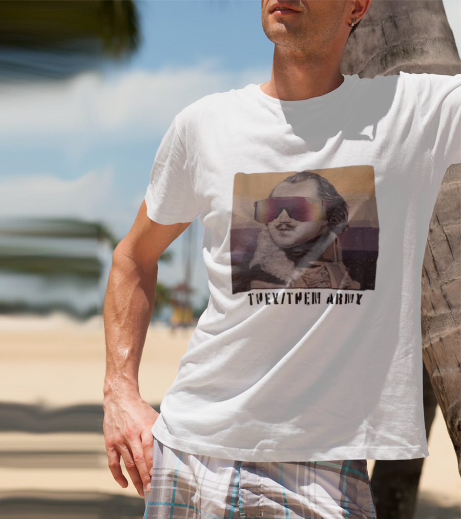 They Them Army Historical Figure Portrait With Sunglasses T-Shirt