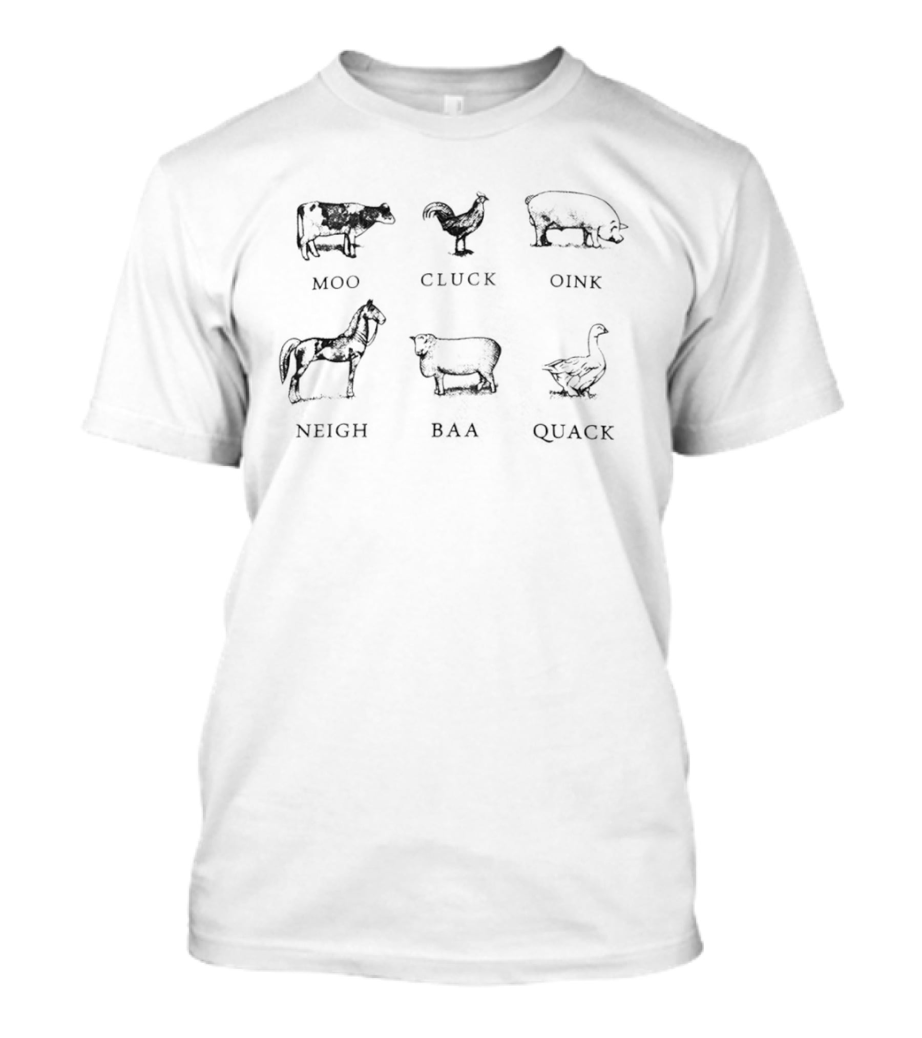Animal Sounds Moo Cluck Oink Neigh Baa Quack Kids Farm Animals T-Shirt