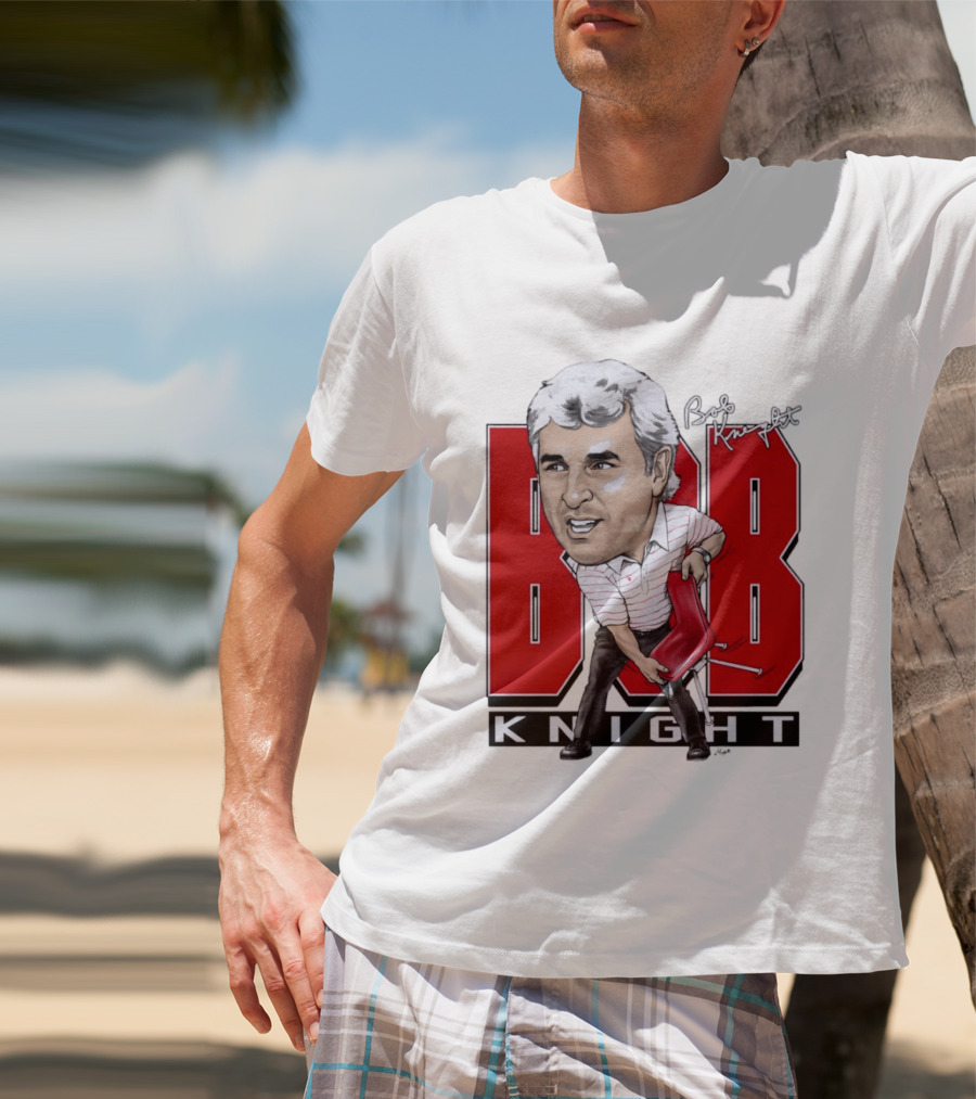 Bob Knight Chair Throw Caricature Signature Red Chair T-Shirt