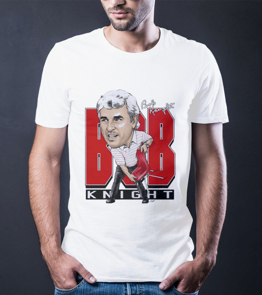 Bob Knight Chair Throw Caricature Signature Red Chair T-Shirt