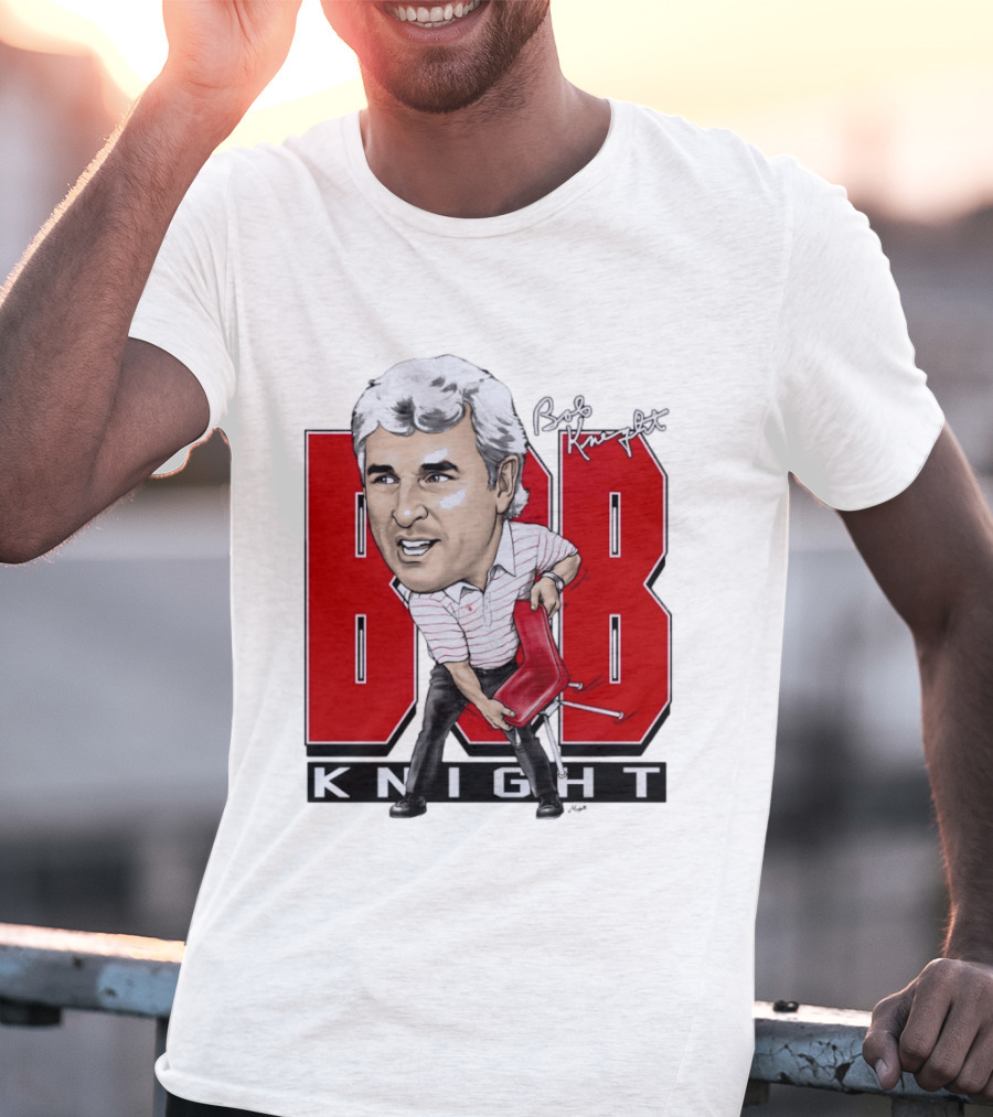 Bob Knight Chair Throw Caricature Signature Red Chair T-Shirt