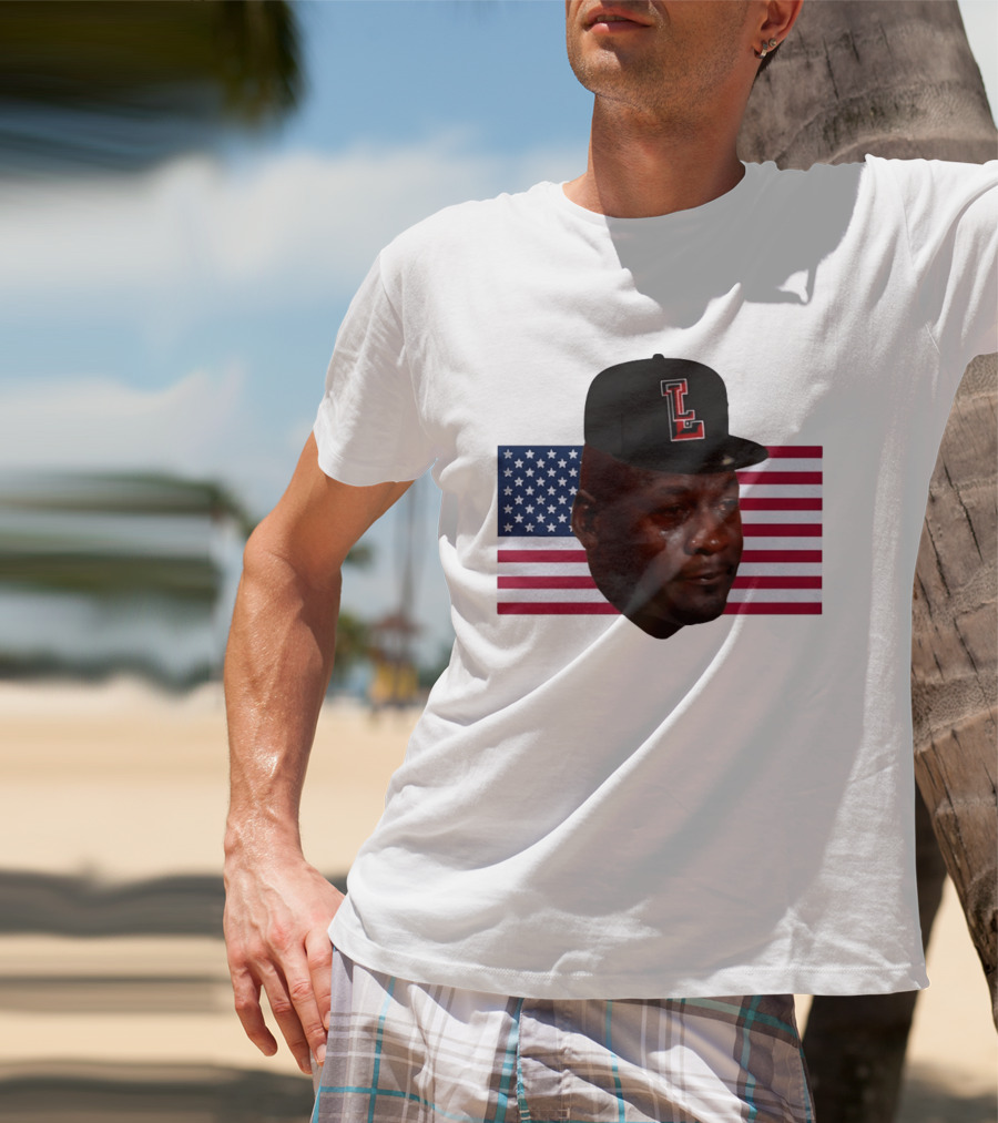 Crying Jordan Texas Tech Red Raiders USA Flag Iconic Meme Cap T-Shirt