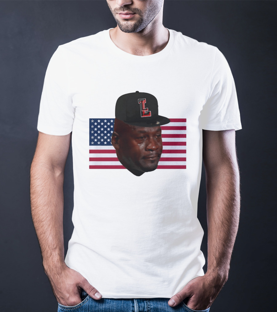 Crying Jordan Texas Tech Red Raiders USA Flag Iconic Meme Cap T-Shirt