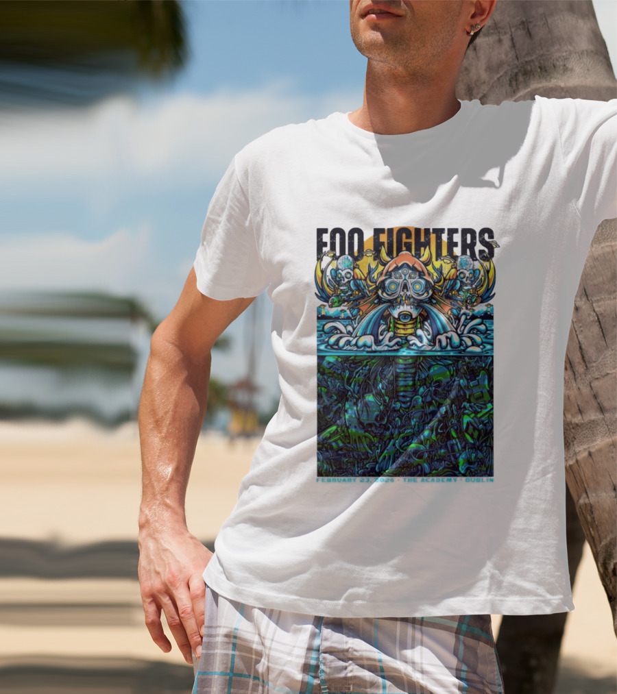 Foo Fighters Dublin 2026 Concert February 23 The Academy Venue Underwater Skeleton T-Shirt