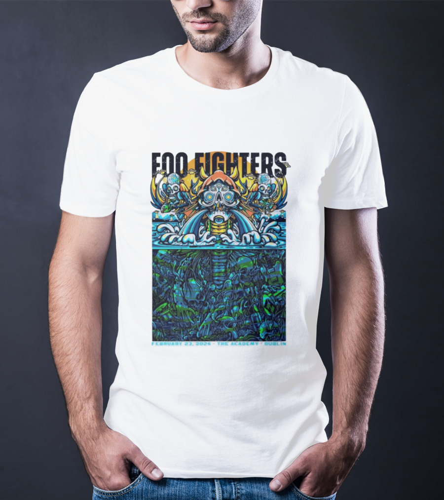 Foo Fighters Dublin 2026 Concert February 23 The Academy Venue Underwater Skeleton T-Shirt