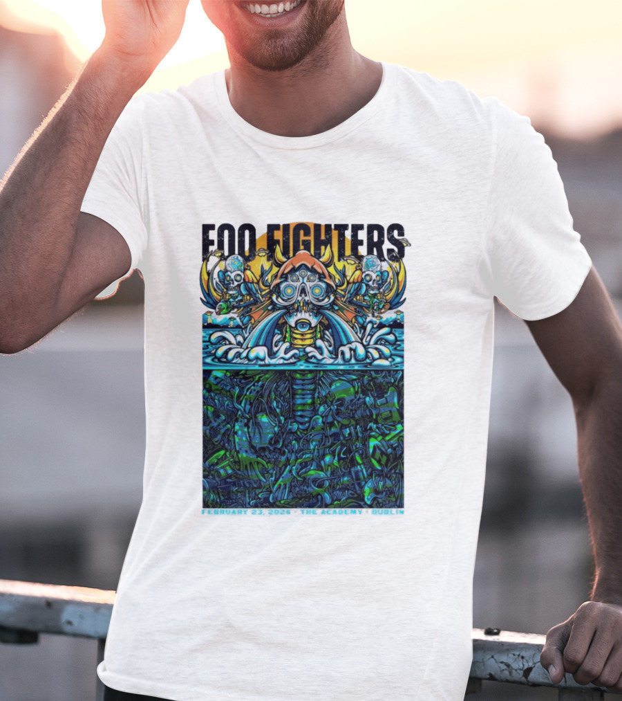 Foo Fighters Dublin 2026 Concert February 23 The Academy Venue Underwater Skeleton T-Shirt