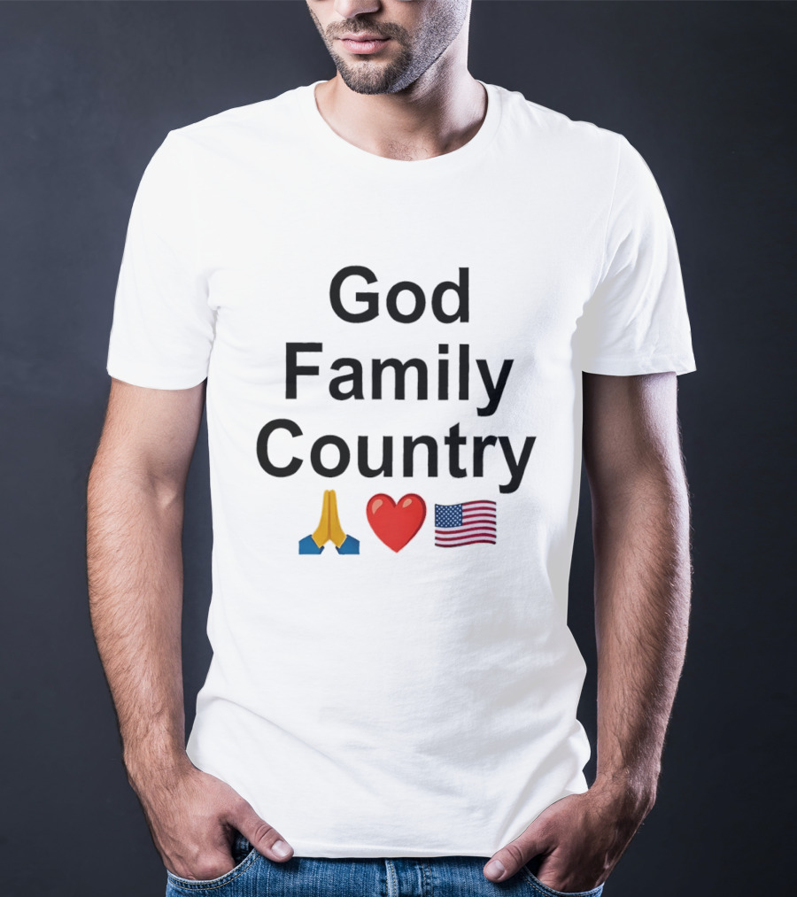 God Family Country Praying Hands Heart USA Flag T-Shirt