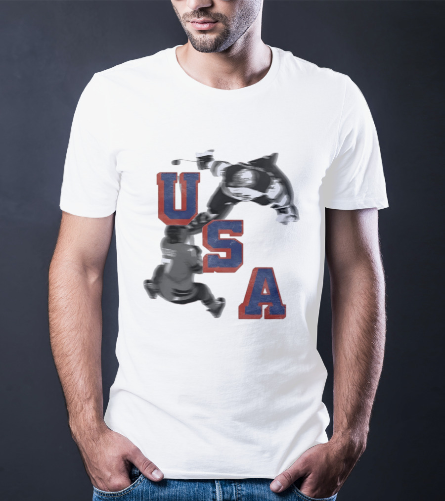 USA Team Hockey Player Action Packed Sports Fan T-Shirt
