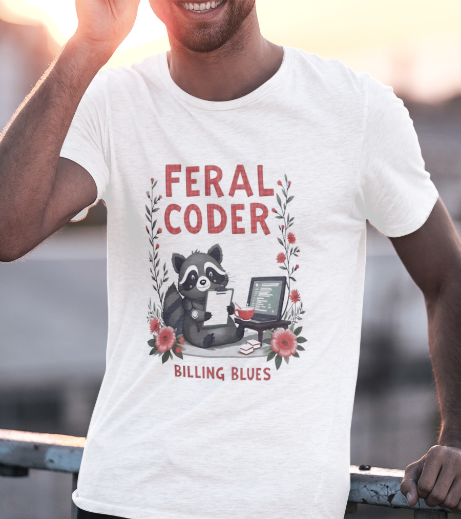 Feral Coder Raccoon Billing Blues T-Shirt