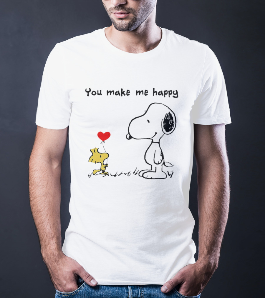 Snoopy Woodstock You Make Me Happy Heart Balloon T-Shirt