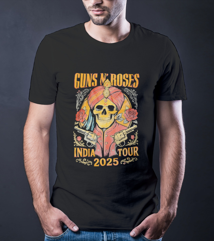 Guns N Roses Skeleton India Tour 2025 T-Shirt