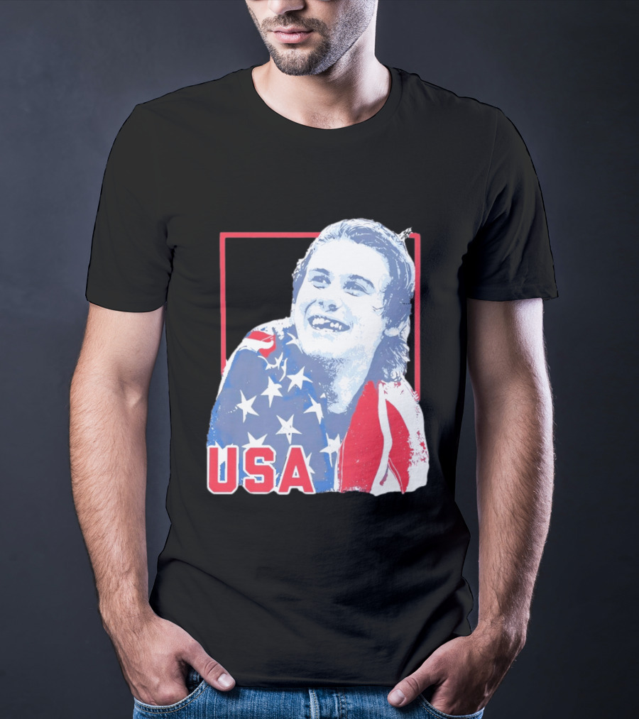 Jack Hughes USA Flag 2026 Hockey T-Shirt
