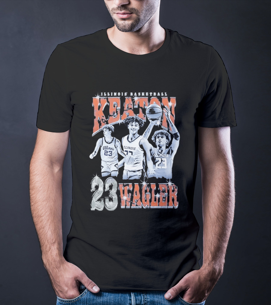 Keaton Wagler 23 Illinois Basketball Team Player Action Scenes T-Shirt