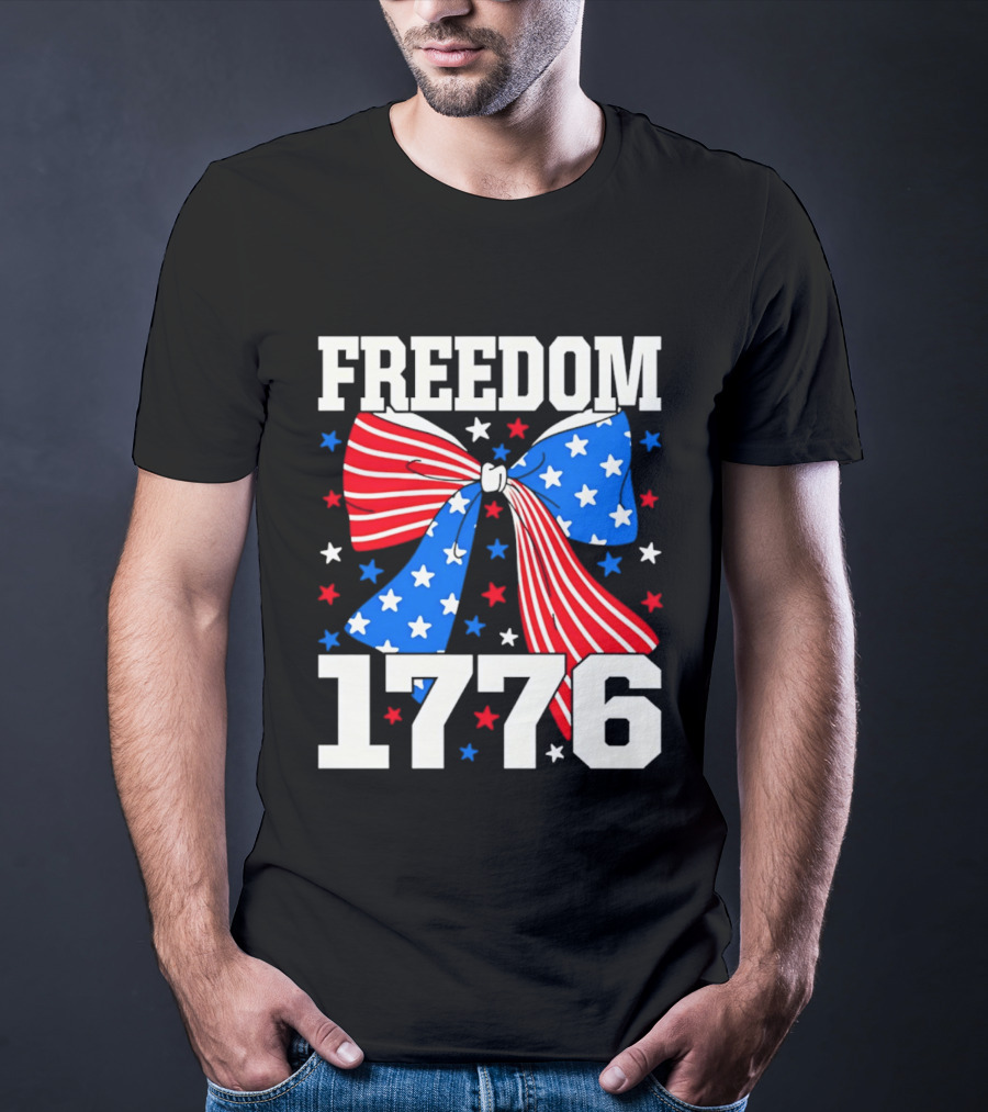 Freedom 1776 Patriotic Bow American Stars And Stripes T-Shirt