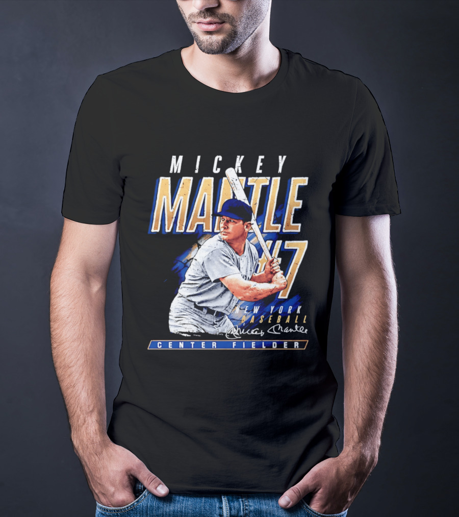 Mickey Mantle 7 New York Baseball Center Fielder T-Shirt