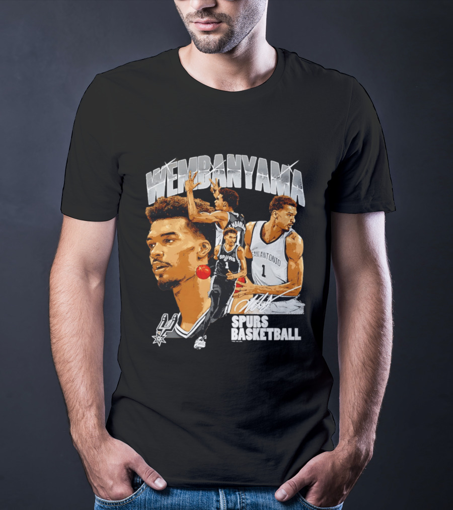 Wembanyama Spurs Basketball San Antonio Player Collage T-Shirt